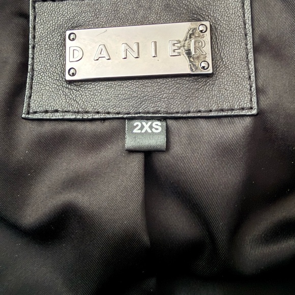 Danier Black, Blue, and Burgundy Puffer Jacket with Fur Hood - Picture 2 of 12